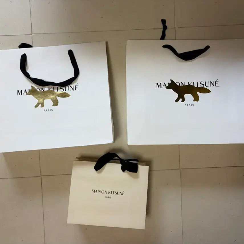 [BUNJANG] Maison Kitsuné Shopping Bag Bundle Set / 메종키츠네 쇼핑백 3개 일괄