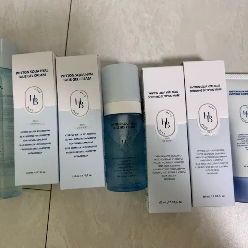 [BUNJANG] Hebbule Python Squa Hyal Blue Line Toner, Gel Cream, and Sleeping Mask Pack Bundle Set / 헤브블루 피톤 스쿠아 히알 블루 라인 토너1개,젤 크림3개, 슬리핑 마스크팩 3개 일괄