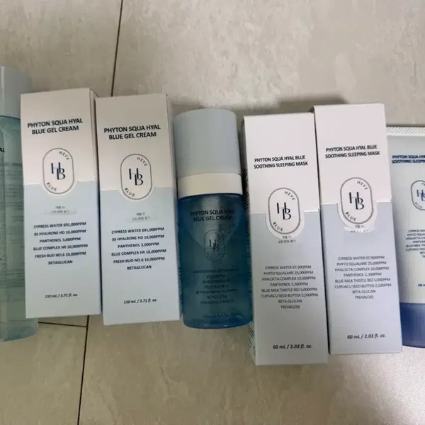 [BUNJANG] Hebbule Python Squa Hyal Blue Line Toner, Gel Cream, and Sleeping Mask Pack Bundle Set / 헤브블루 피톤 스쿠아 히알 블루 라인 토너1개,젤 크림3개, 슬리핑 마스크팩 3개 일괄