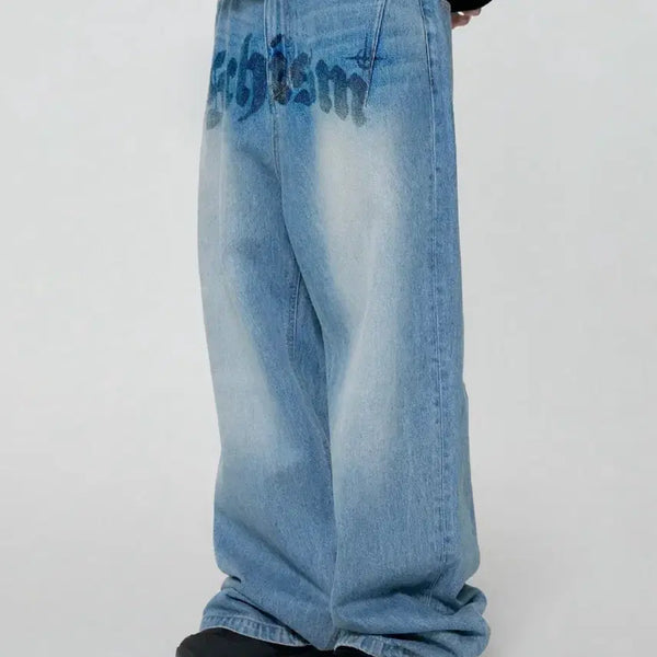 [BUNJANG] Skizum Inducing Washing Wide Denim Pants L / 스키즘인듀싱 워싱 와이드 데님 팬츠 L