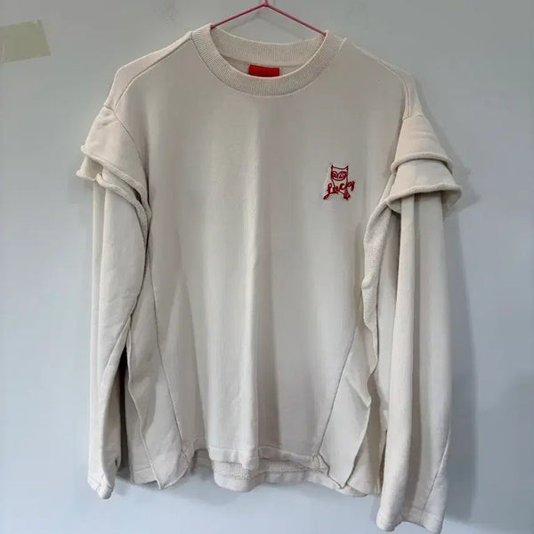 [BUNJANG] Lucky Chouette Ivory Sweatshirt / 럭키슈에뜨 맨투맨 아이보리