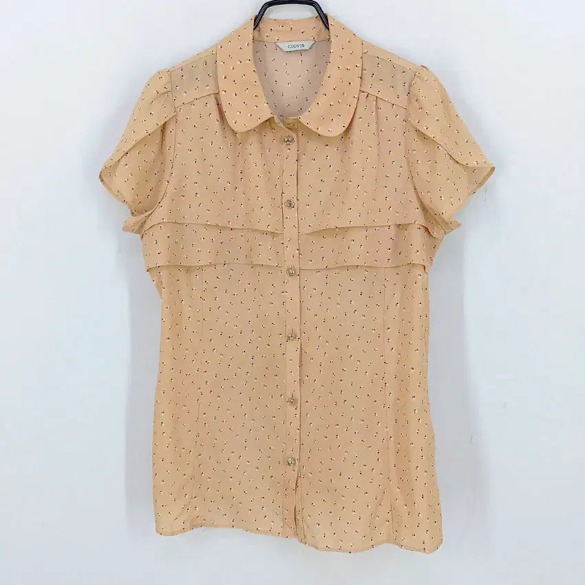 [BUNJANG] Clavis Women's Summer Pattern Short Sleeve Blouse Beige / 클라비스 여성 여름 패턴 반팔브라우스 베이지91 (HU46163)