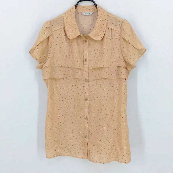 [BUNJANG] Clavis Women's Summer Pattern Short Sleeve Blouse Beige / 클라비스 여성 여름 패턴 반팔브라우스 베이지91 (HU46163)