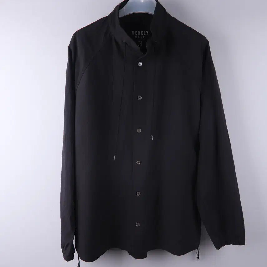 [BUNJANG] MERELY MADE String Shirt Jacket Black (Size 3) / MERELY MADE(미얼리 메이드) 스트링 셔츠 자켓 블랙 (3)