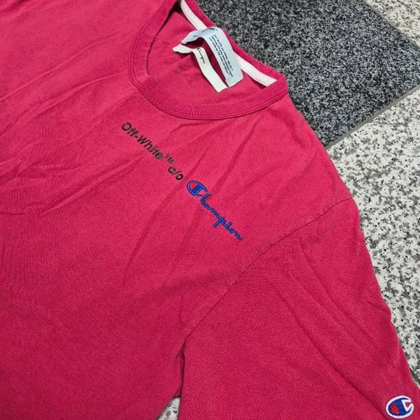 [BUNJANG] Off-White x Champion Collaboration T-Shirt Red (L) / 오프화이트 x 챔피온 콜라보 반팔티 레드 (L)