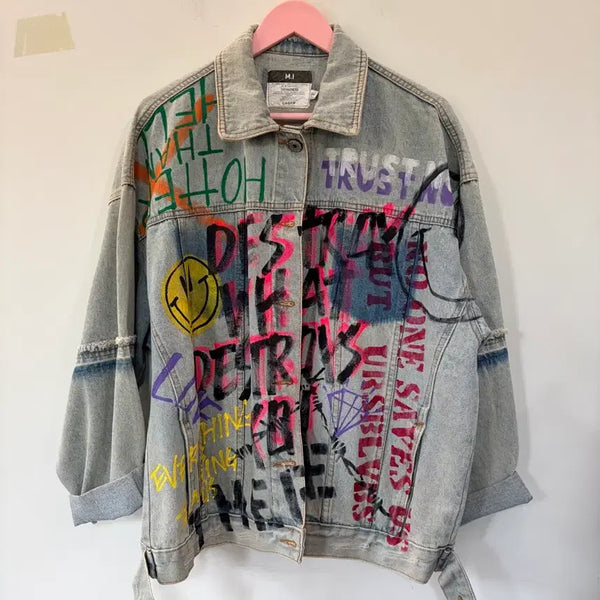 [BUNJANG] Graffiti Art Custom Denim Jacket / 청자켓 그래피티 아트 커스텀