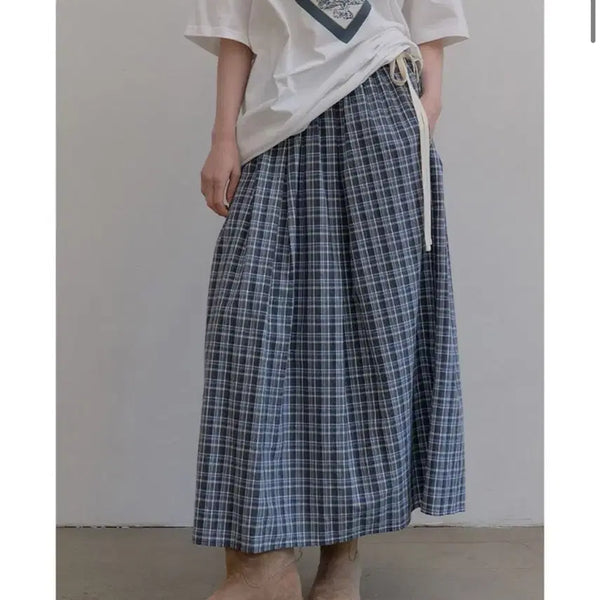[BUNJANG] Maison Lehar Check Long Skirt / 메종르하르 체크 롱 스커트