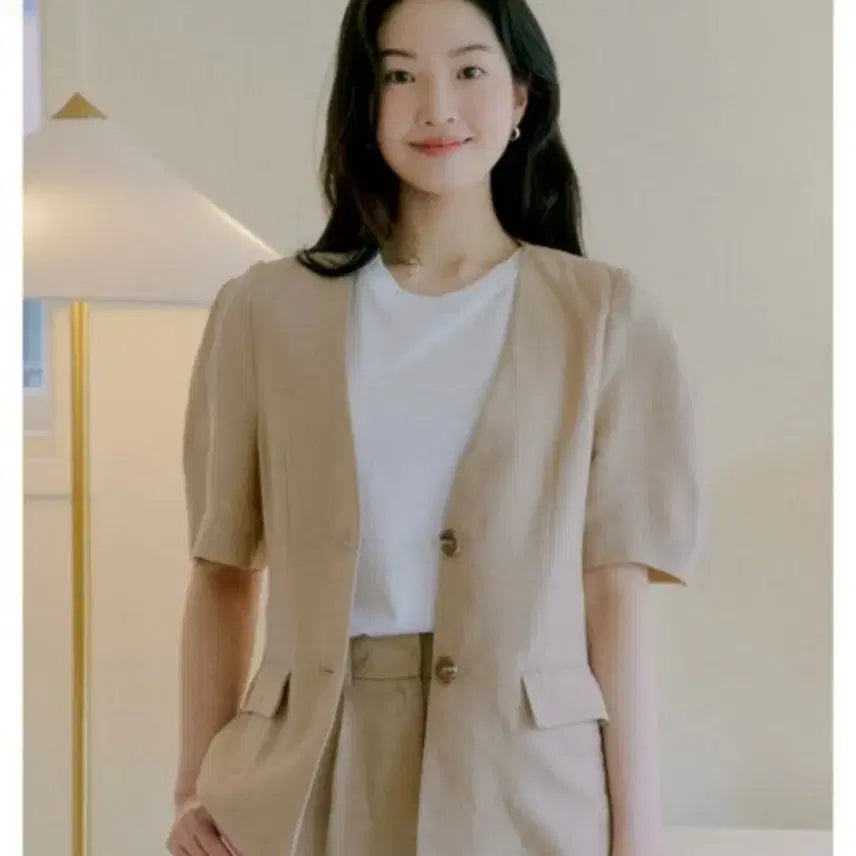 [BUNJANG] Vocca Bokka 100% Linen Short Sleeve Jacket / 보카바카 100% 린넨 반팔 자켓 새상품급