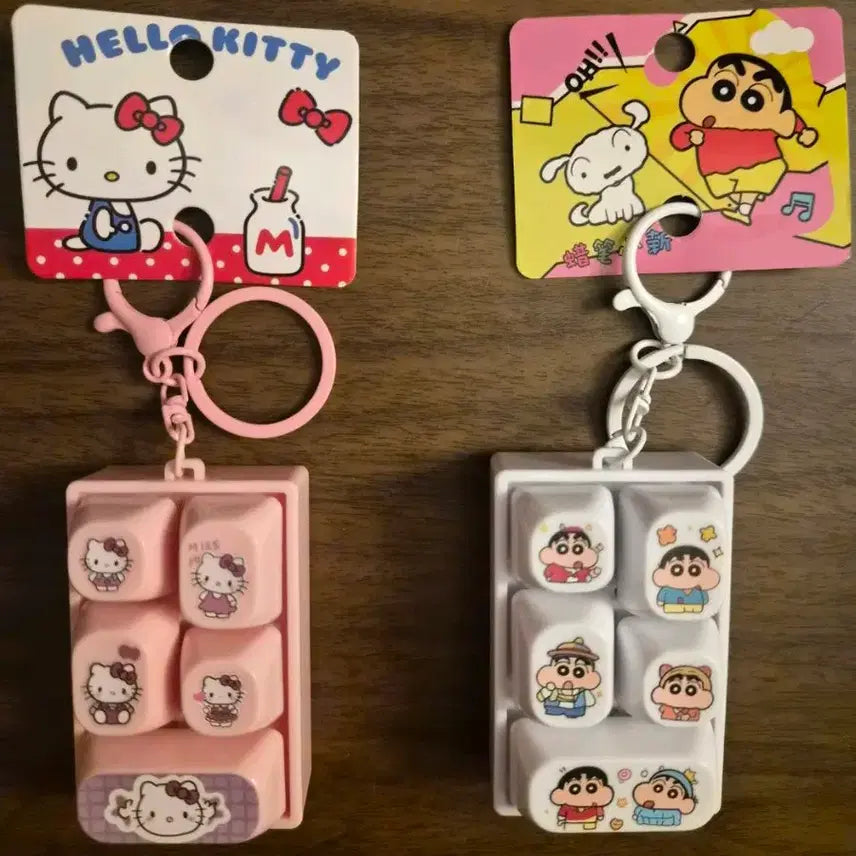 [BUNJANG] Hello Kitty & Crayon Shin-chan Keychain / 헬로키티 짱구 키캡 딸깍이키링 6.5cm (새상품)