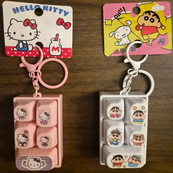 [BUNJANG] Hello Kitty & Crayon Shin-chan Keychain / 헬로키티 짱구 키캡 딸깍이키링 6.5cm (새상품)