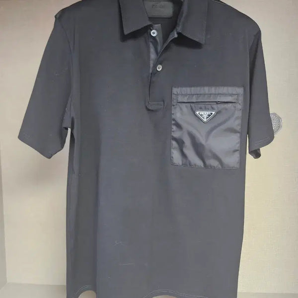[BUNJANG] Prada Nylon Pocket Short Sleeve Polo Shirt Black / 프라다 나일론 포켓 블랙 반팔 폴로셔츠