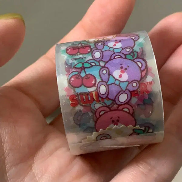 [BUNJANG] Swimmer Bear & Cherry Design Masking Tape / 스위머 스티커 마스킹
