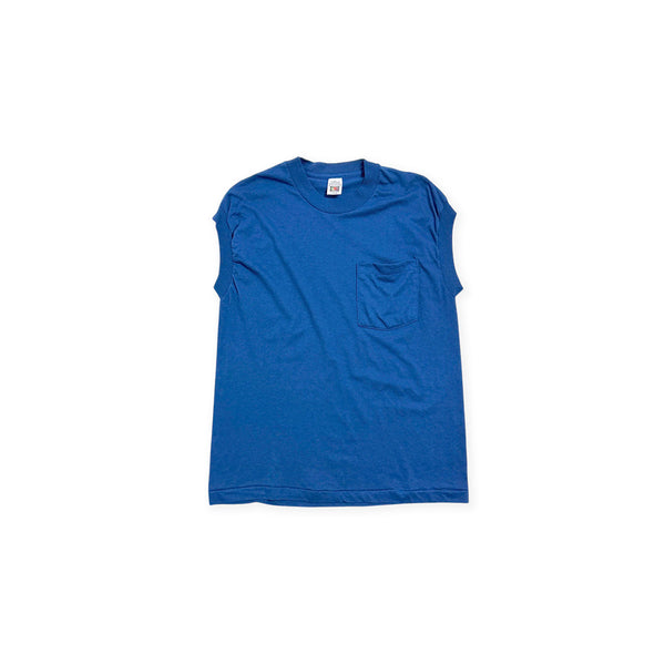 [BUNJANG] 90s Fruit of the Loom Single Stitch Sleeveless Top Blue / 90s 프룻 오브 더 룸 싱글 스티치 슬리브리스