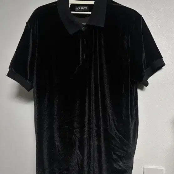 [BUNJANG] Volante Velvet Slim Fit Polo T-Shirt Black / 3사이즈) 볼란테 벨벳 머슬핏 카라티 블랙