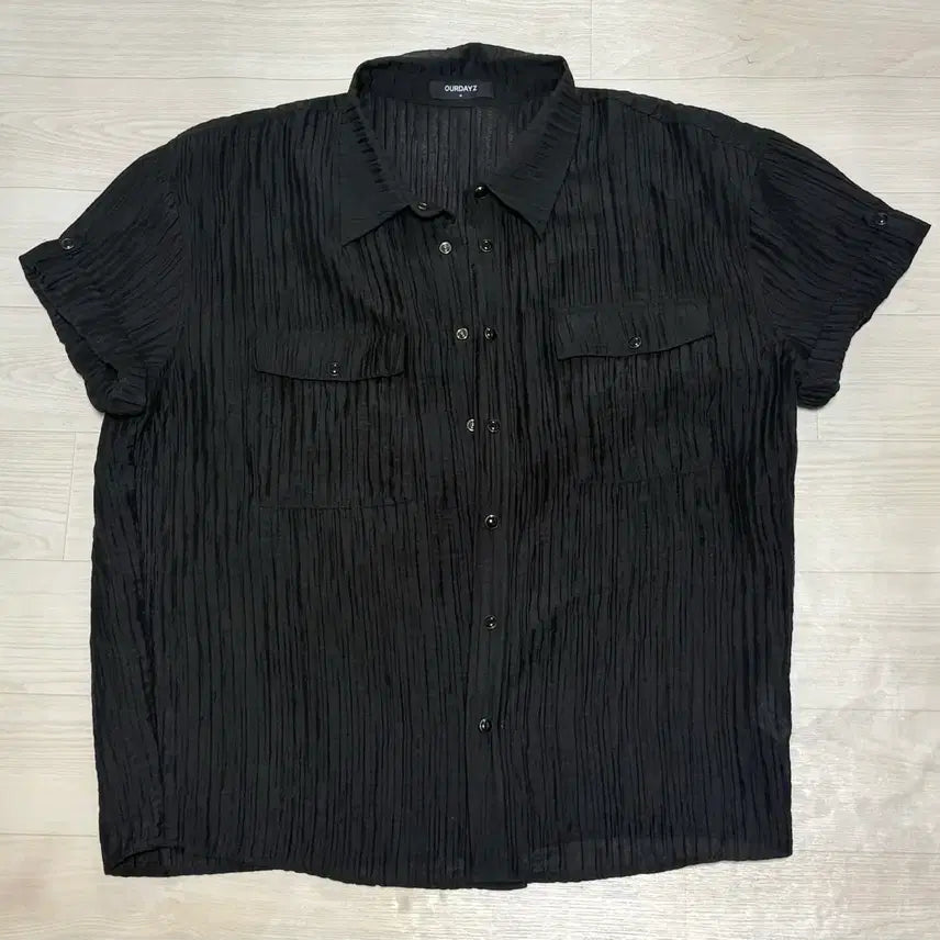 [BUNJANG] Our Days Seersucker Short Sleeve Shirt - Size M / 아워데이즈 시어서커 반팔 셔츠