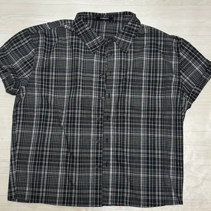 [BUNJANG] Our Days Cropped Check Short Sleeve Shirt / 아워데이즈 크롭 체크 반팔셔츠