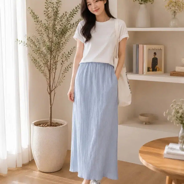 [BUNJANG] Light Blue Maxi Skirt / 여성 맥시 스커트 하늘색