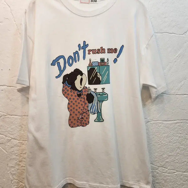 [BUNJANG] Bear Character Cotton Short Sleeve T-Shirt (White) / 귀여운캐릭곰반팔티 (새상품)