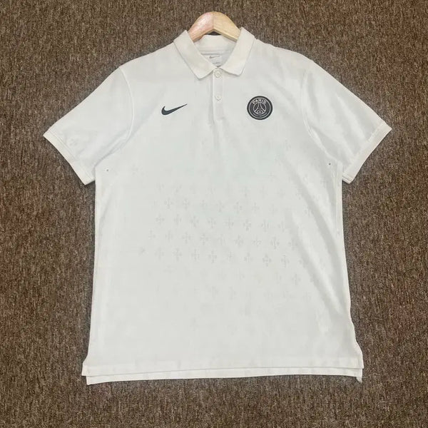[BUNJANG] Nike x Paris Saint-Germain White Pattern Polo Shirt L / 나이키 x 파리 생제르맹 화이트 패턴 폴로티 L