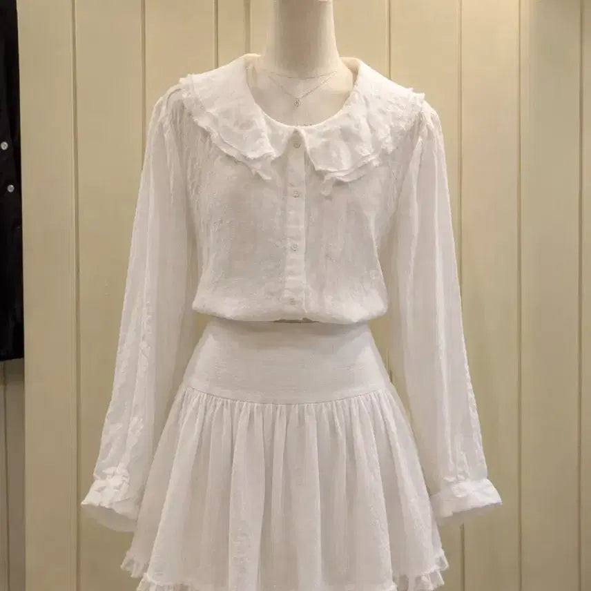 [BUNJANG] Lovely Frill Linen Blouse / (새상품) 린넨 국내제작 러블리 프릴 블라우스