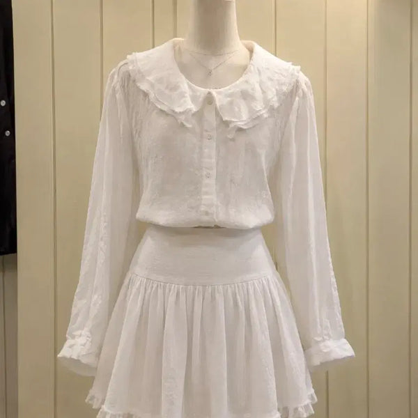 [BUNJANG] Lovely Frill Linen Blouse / (새상품) 린넨 국내제작 러블리 프릴 블라우스