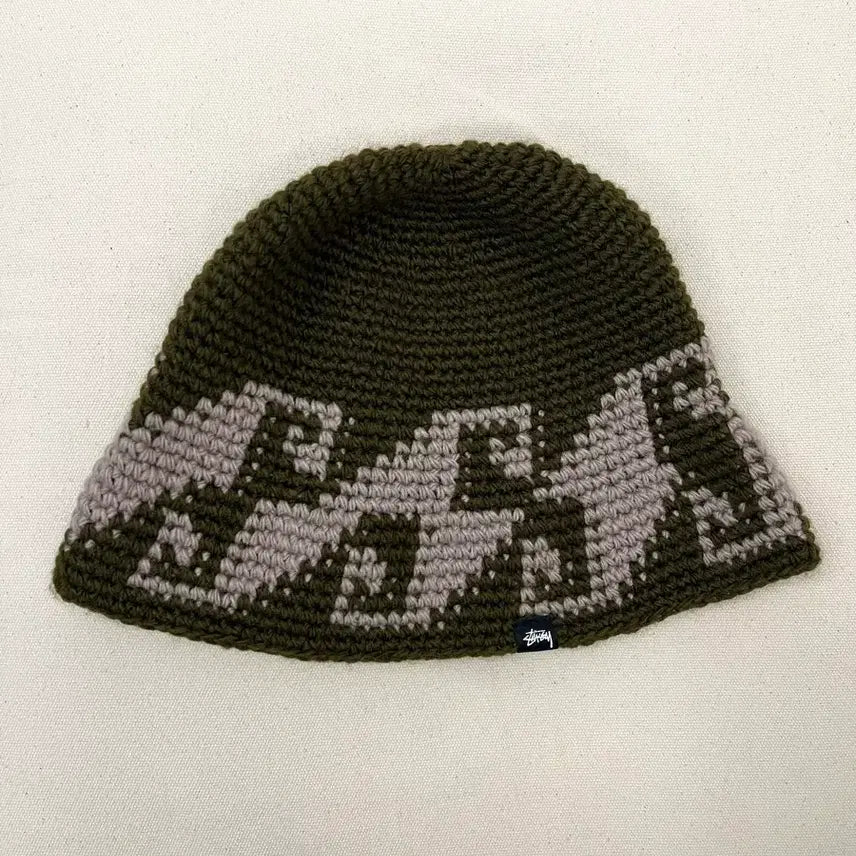 [BUNJANG] Stussy Wave Knit Bucket Hat Olive / Stussy 스투시 웨이브 니트 버킷햇 올리브