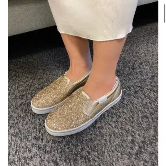 [BUNJANG] Prada Glitter Slip-On Sneakers Gold Size 36 / 정품 프라다 글리터 슬립온  스니커즈 36.  230  골드