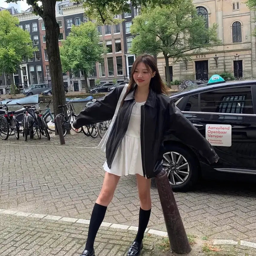 [BUNJANG] THANAT Oversized Leather Jacket / 타낫 네더레더자켓