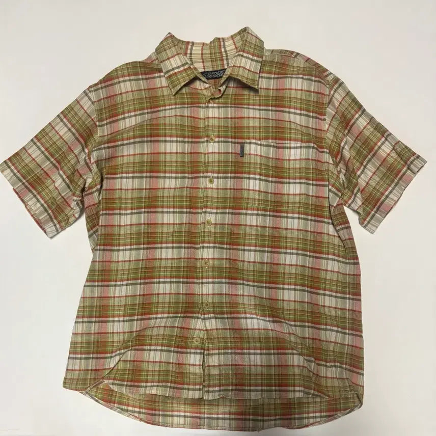 [BUNJANG] Kolon Sport Seersucker Check Short Sleeve Shirt L / 정품 코오롱 스포츠 시어서커 이쁜 반팔 체크 셔츠 L