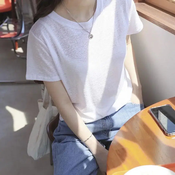 [BUNJANG] Sheer Sleeve T-Shirt - M / (새상품)여자 시스루반팔티 M