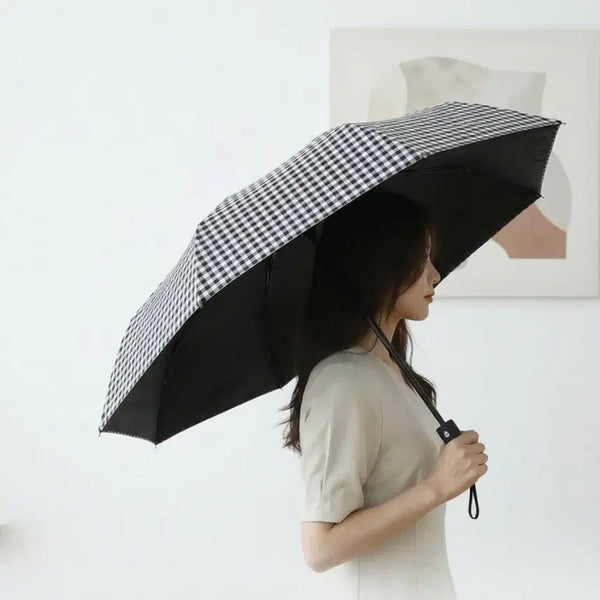 [BUNJANG] Gingham Check 3-Section Manual Umbrella / 깅엄체크 3단 양우산 새제품