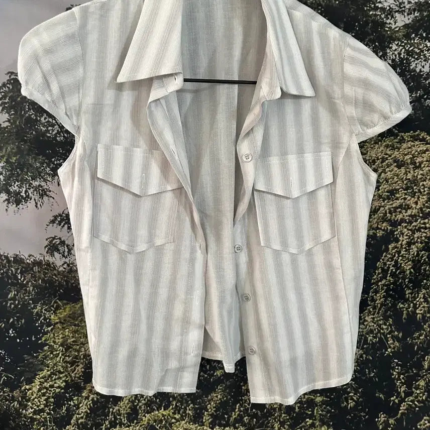 [BUNJANG] Puff Stripe Shirt Blouse / 퍼프 스트라이프 셔츠 블라우스