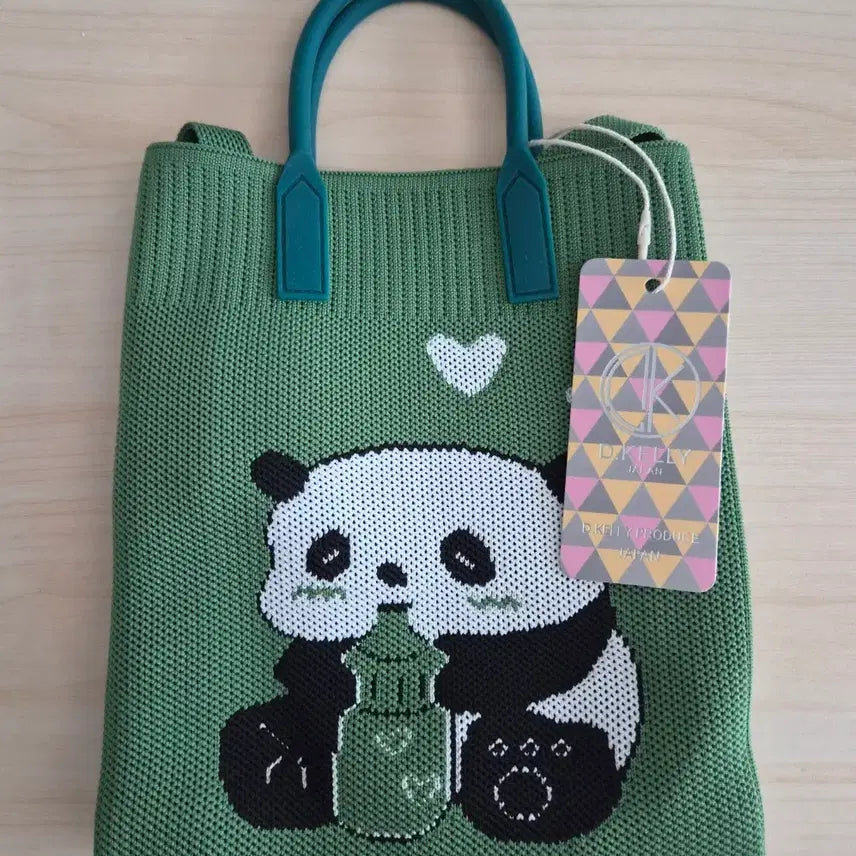 [BUNJANG] DKelly Japan Panda Knit Tote & Cross Bag Green / DKelly 재팬 팬더 니트 토드앤크로스백 그린 새제품