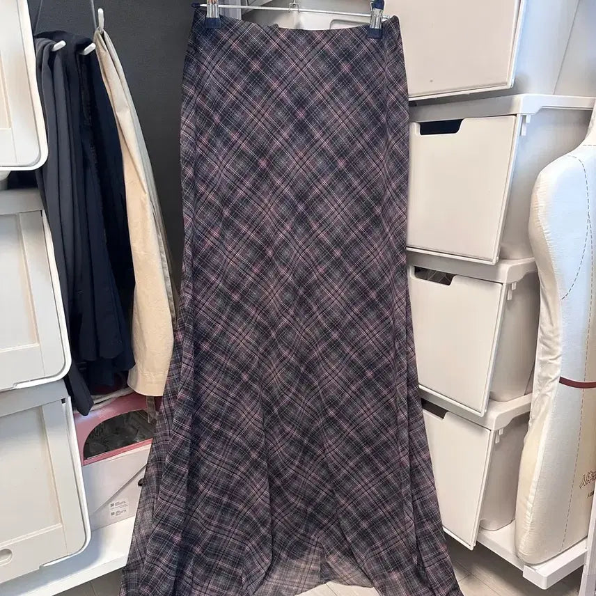 [BUNJANG] ZARA Mesh Check Long Skirt / 자라 매쉬 체크 툴 롱스커트
