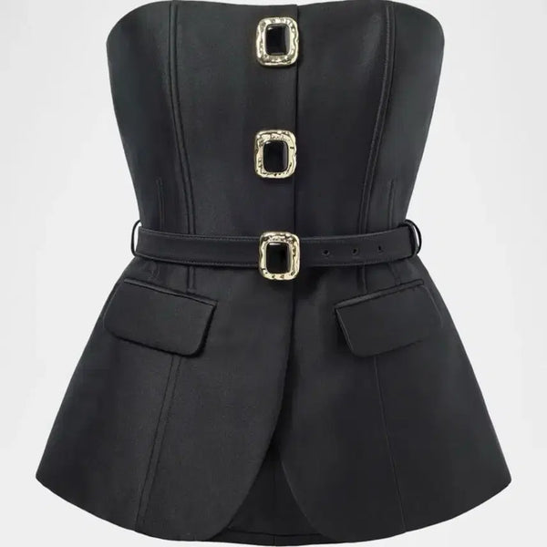 [BUNJANG] Self-Portrait Bandeau Top Taffeta Peplum Style / [새상품] 셀프포트레이트 반두 탑 ( 산드로 마쥬 시에 자라 코스 미우미우