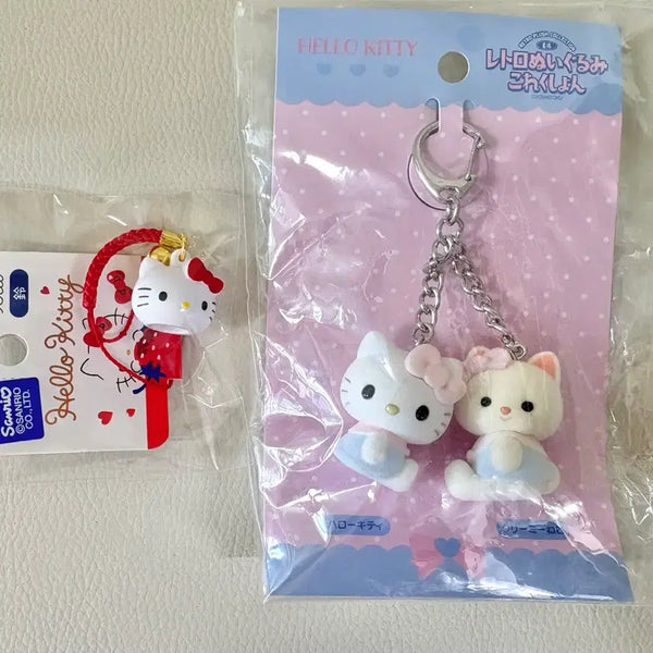 [BUNJANG] Sanrio Yoshitoku Collaboration Kitty Keychain Set with Bell Charm / 세트)산리오 요시토쿠 콜라보 키티 열쇠고리 키링 + 키티 방울 키링