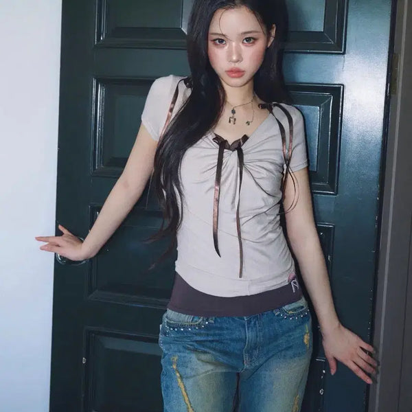 [BUNJANG] Newearln Luna Summer Twisted Shirring Top Beige / 뉴얼린 Luna Summer Twisted Shirring Top 베이지