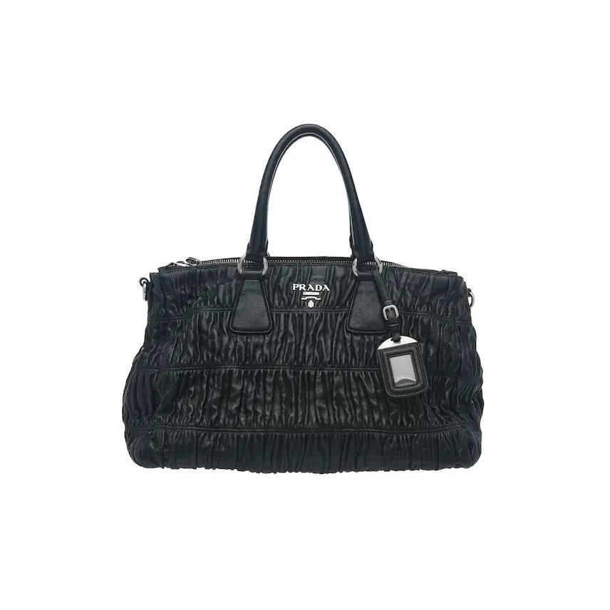 [BUNJANG] Prada Nappa Gaufre Tote Shoulder Bag Black / 프라다 나파 고프레 토트 겸 숄더백