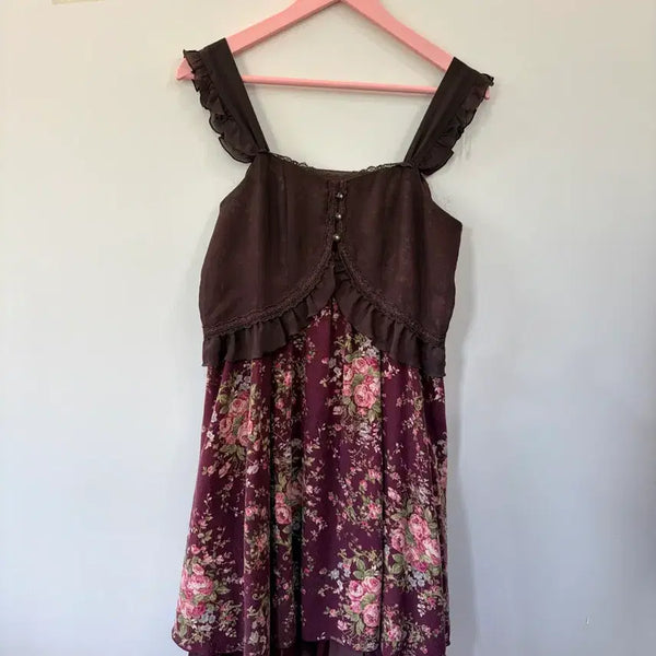 [BUNJANG] Vintage Japanese Floral Pattern Frill Dress / 일제 빈티지 플로럴 패턴 프릴 원피스