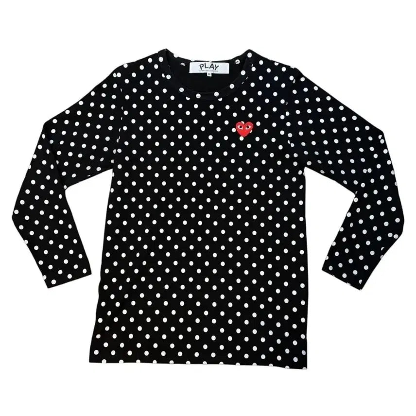 [BUNJANG] Comme des Garçons Play Dot Heart Appliqué Long Sleeve T-Shirt (M) / 꼼데가르송 도트 하트 와펜 롱슬리브 티셔츠 (M)