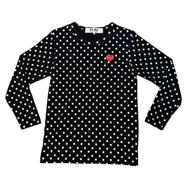 [BUNJANG] Comme des Garçons Play Dot Heart Appliqué Long Sleeve T-Shirt (M) / 꼼데가르송 도트 하트 와펜 롱슬리브 티셔츠 (M)
