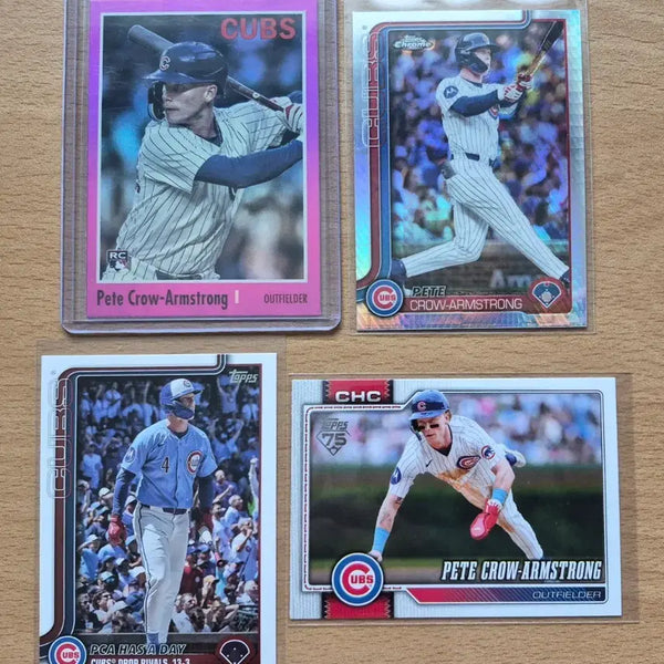 [BUNJANG] MLB Topps Chicago Cubs Pete Crow-Armstrong Rookie Baseball Cards (4-Card Lot) / MLB 탑스 시카고 컵스 피트 크로우 암스트롱 야구카드 4장랏 판매합니다.