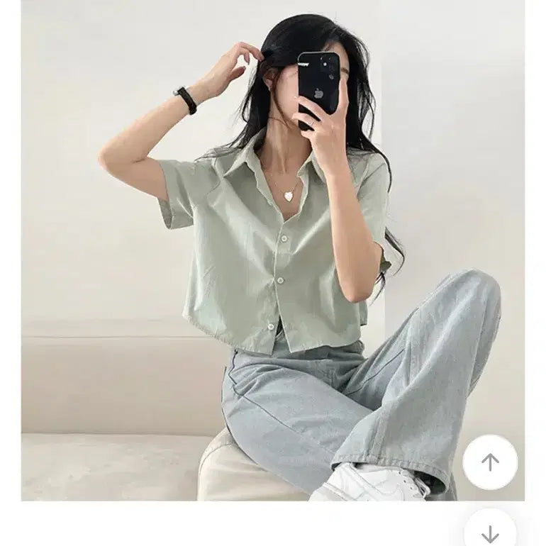 [BUNJANG] Ably Crop Shirt / 에이블리 크롭 셔츠