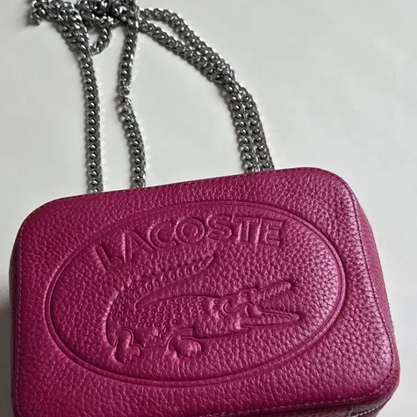 [BUNJANG] Lacoste Quilted Chain Shoulder Bag Pink / 라코스테 퀼팅 체인 숄더백 핑크