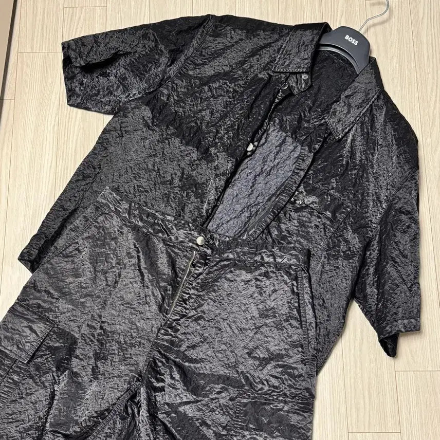[BUNJANG] Solid Homme 24SS Collection Short Sleeve Shirt Black / 솔리드옴므 24ss 컬렉션 반팔 셔츠 블랙 52
