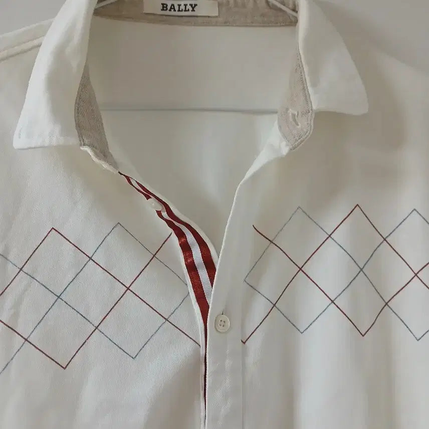 [BUNJANG] Bally Diamond Pattern Shirt White / Bally 셔츠 화이트 다이아몬드 패턴