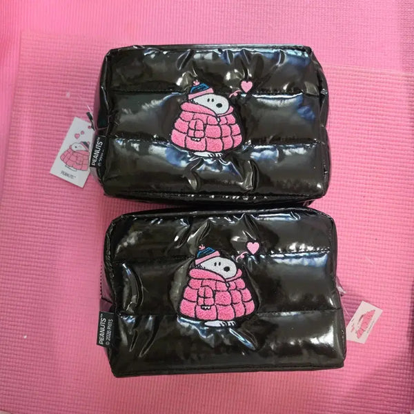 [BUNJANG] Snoopy Quilted Pouch Black / (미사용) 스누피 패딩 파우치 퀄팅블랙 cu