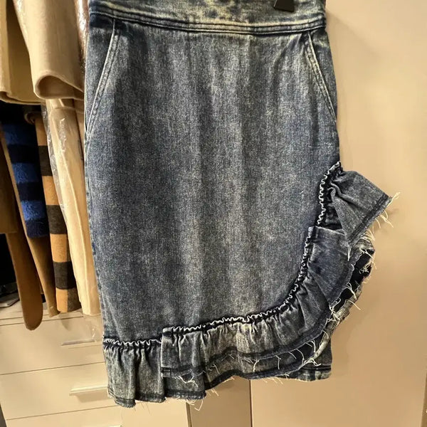 [BUNJANG] Lucky Chouette Denim Ruffle Skirt / 럭키슈에뜨 데님러플스커트