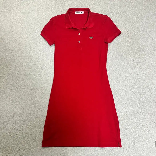 [BUNJANG] Lacoste Red Polo Dress / 라코스테 카라 원피스 레드 34
