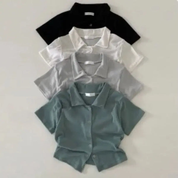 [BUNJANG] Ablely Kara Crop Cardigan (Sky Blue) / 에이블리 카라 크롭 가디건 소라색